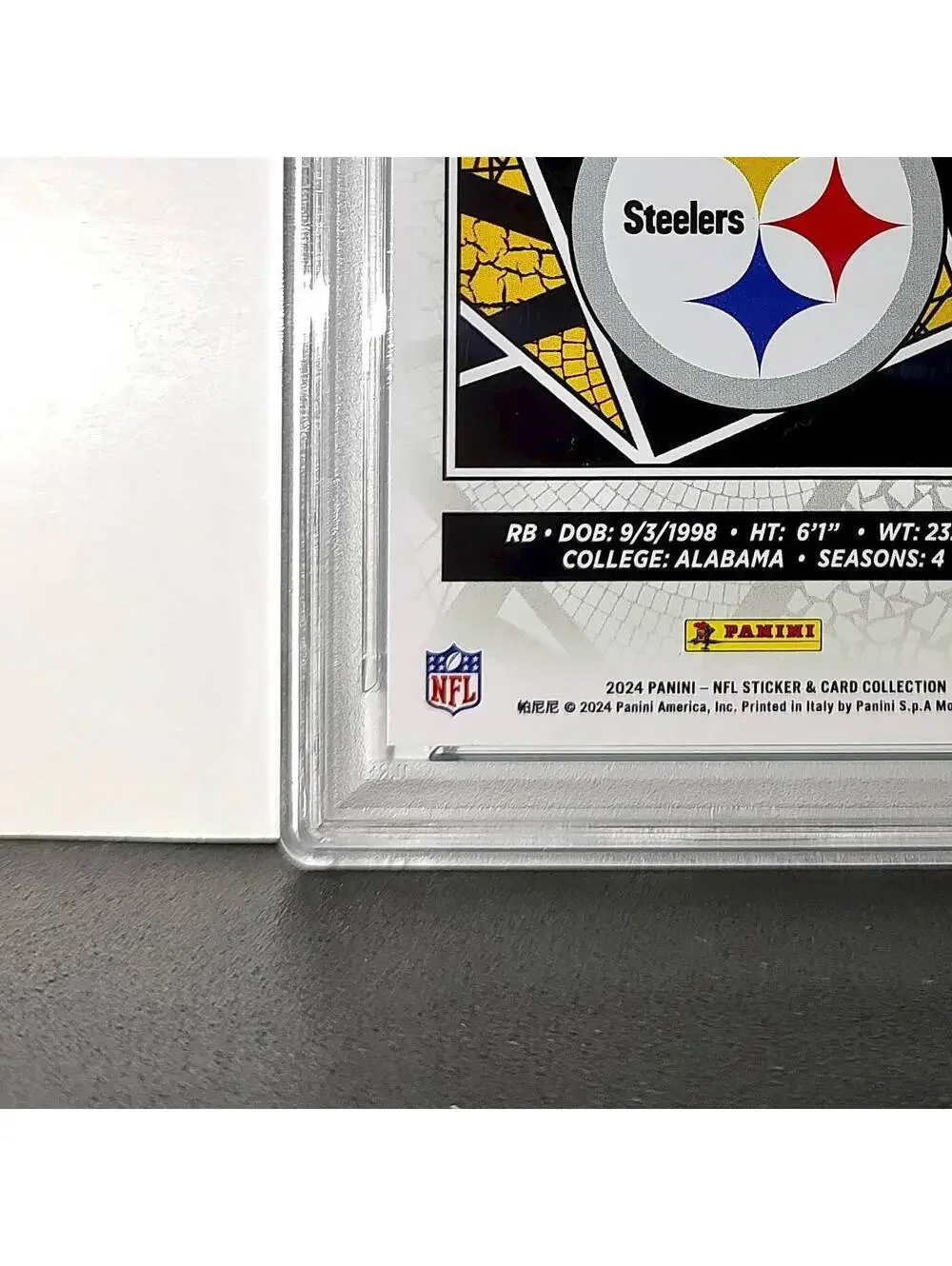 Najee Harris 2024 Panini Sticker Collection 260/349 #13 Blue Foil PSA 8 NM-MT